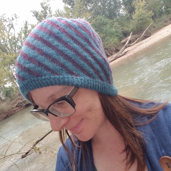 Handknit Hat with Spirals - Picture 3 of 4